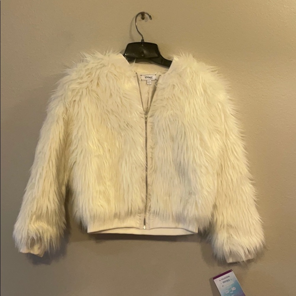 D-Signed White Faux Fur Girls Coat